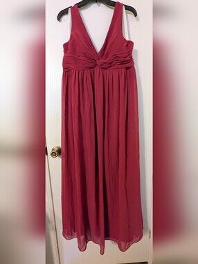 AZAZIE Yetta A-Line V-Neck Gathered Chiffon Floor-Length Dress Scarlet Size A14